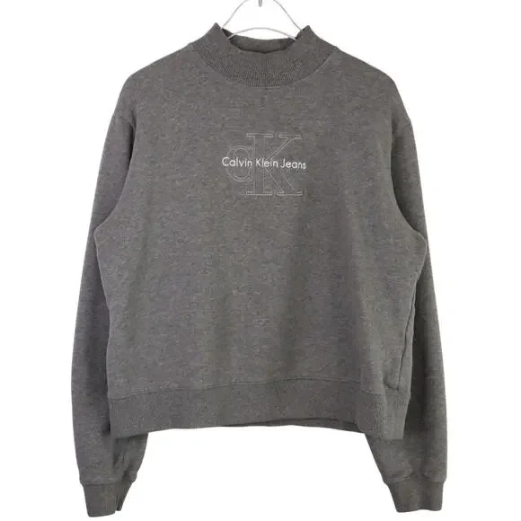 1990s Vintage Calvin Klein Women's Gray Crewneck Pullover Sweatshirt Large Retro - Picture 2 of 7